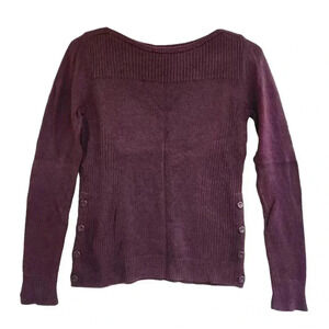Ann Taylor Mulberry Purple Sweater W/ Button Side Accents Bateau Neckline *Read*